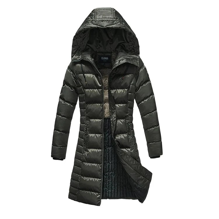 XL / green Canada Ladies Goose Duck Down Long Coat Winter Goose Down Coats Women Parka Jacket Parka Coat with Hood for Ladies Women
