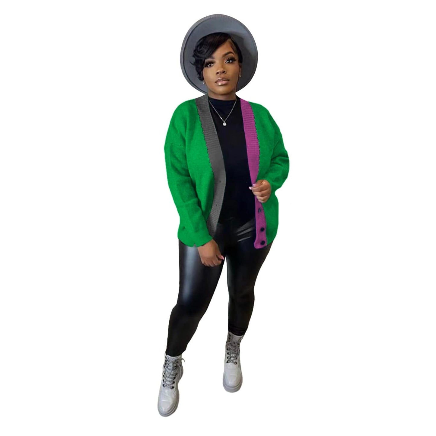 XL / green Ladies Trendy  Winter Womens Patchwork Knitted Coat 2022 Casual Cardigan Coats  for Autumn Women Clothing