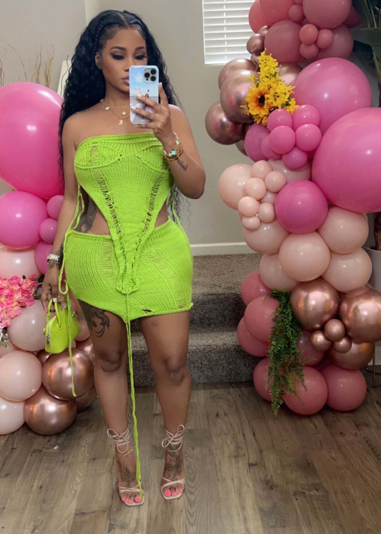 XL / green New Trendy Summer Knitted Sexy Sleeveless Strapless Tube Top Mini Skirt Beach Club Wear Two 2 Piece Set Women