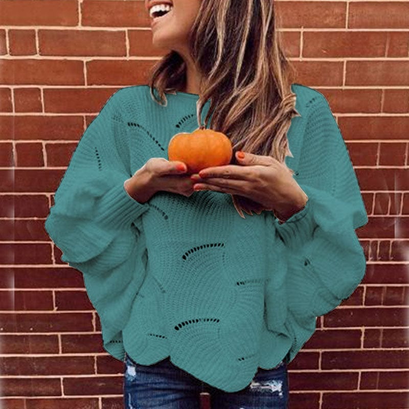 XL / green Thickened Solid Color Sweater Women's Round Neck Top Autumn And Winter New Lazy Wind Knitted Base Shirt Outer Wear