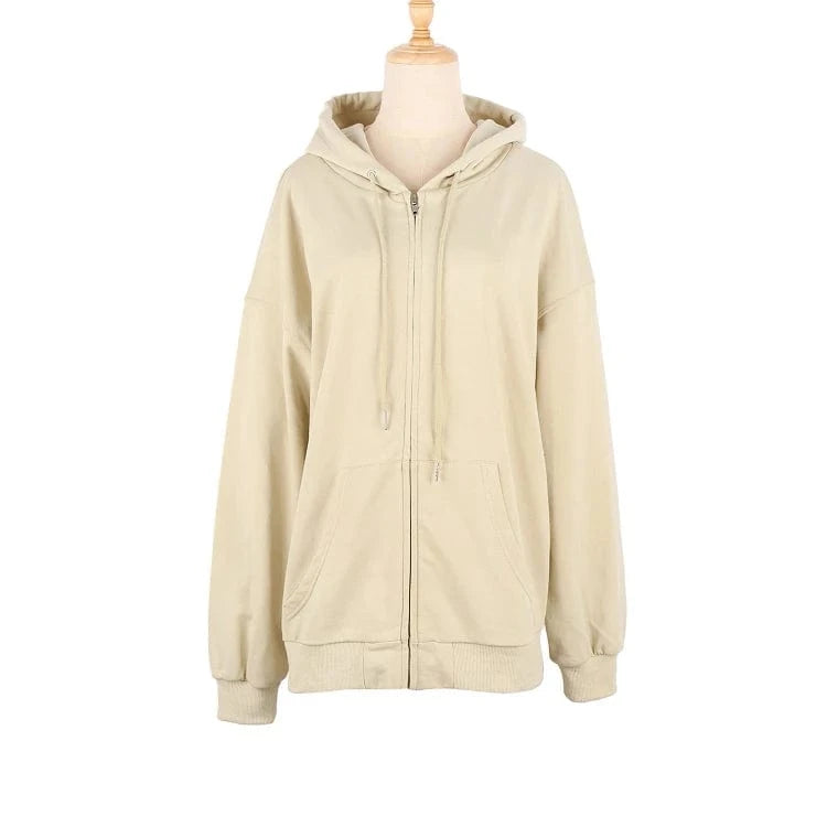 XL / Khaki Zip hoodie High Quality Custom Logo Cotton French Terry Women Crop Top And Biker Short And Sports Jogger And Zip Up Hoodie For Women's sets