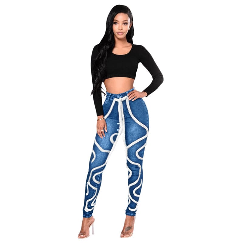 XL / Light Blue oem wholesale brand new design elegant ladies washed tight denim jean women pencil pants trousers bales bulk women for women