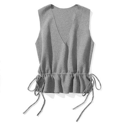 XL / Light Gray 2022 Vest Women's Short V-Neck Waist Trimming Knitted Korean Style Sweater Fashion