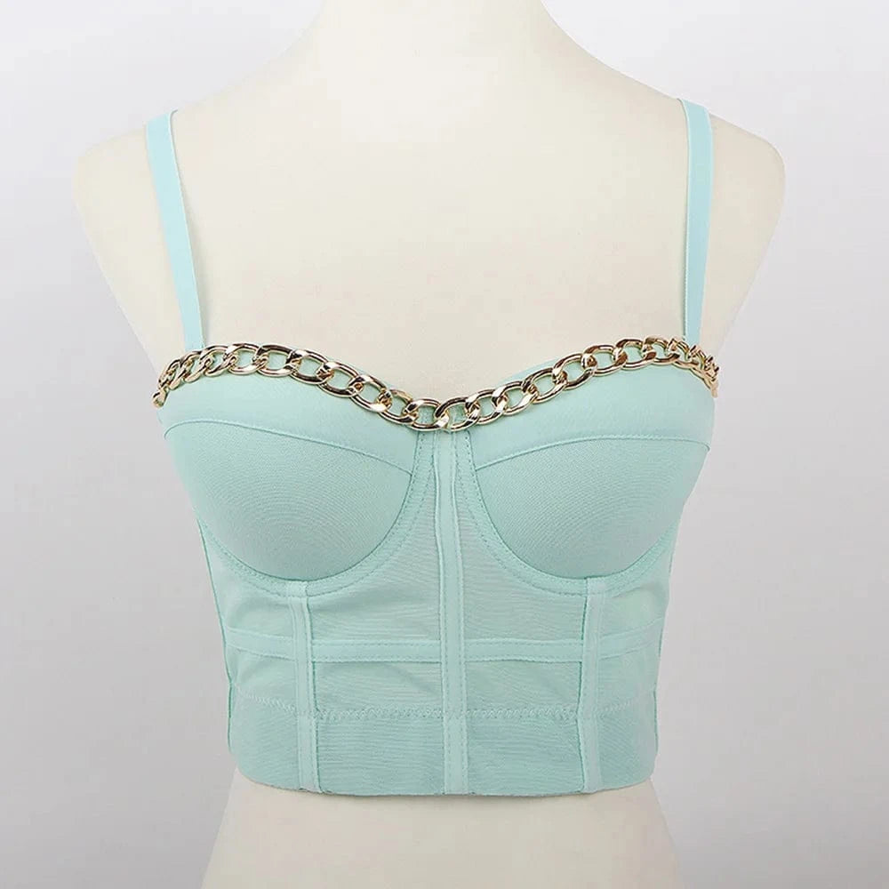 XL / Light  green Factory wholesale sexy underwear chain bra women's tight top