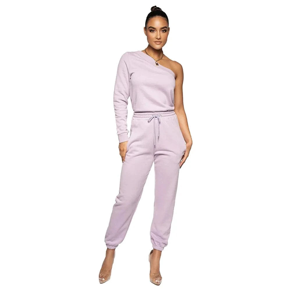 XL / light pink Sweat Top and Pants Winter Wear Two Piece Sets for Woman 2 Piece Set Ladies Jogging Suit Fall Plain Cotton Sweatshirt Suit