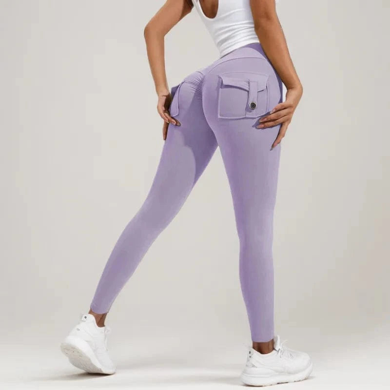 XL / light purple D1205MX15 Brand New Product Colorful Gym Tight Fitness High Waist Stretch Pocket Yoga Leggings Pants Sehe Fashion