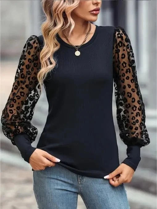 XL / NAVY / Polyester 2023 Hot Sale Women Summer & Autumn Slim Fit And Slimming Color Blocking Long Sleeved Top Shirts Casual T-shirt