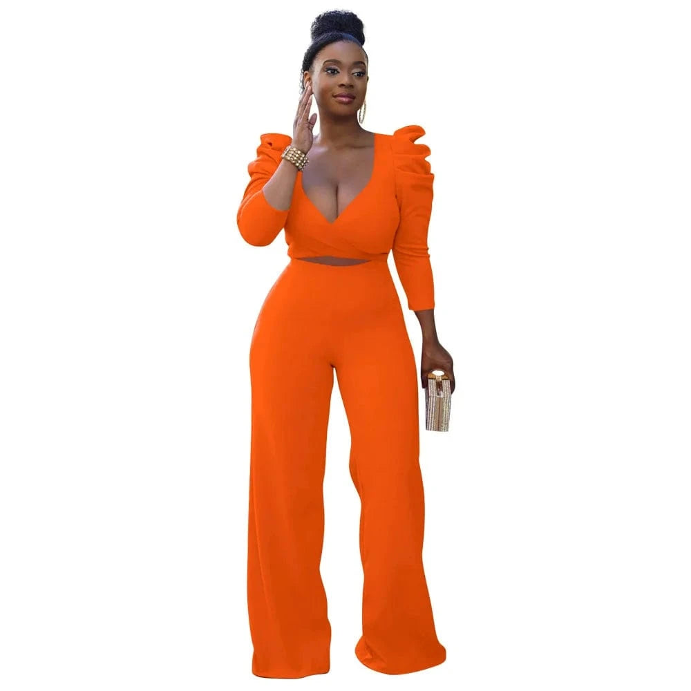XL / Orange Autumn Clothes for Women Crop Top 2 Piece Set Fall Fashion Outfits for Women 2pcs Pants Set Two Piece Matching Sets Pants