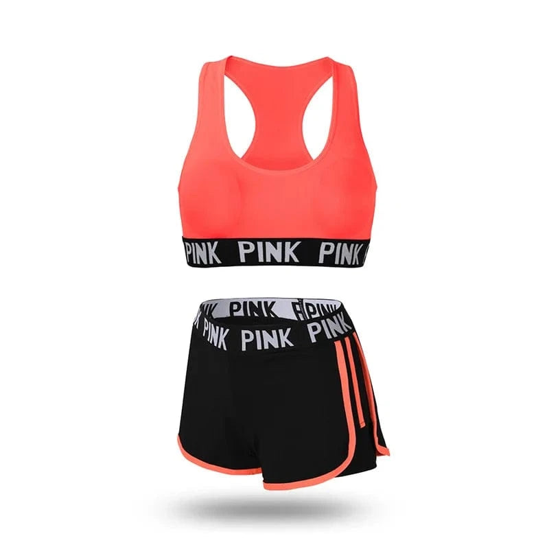 XL / Orange Fake Two-piece Plus Size Sports Shorts Athletic Wear Running Workout Yoga Bra Stretch Sportswear Fitness Sports Suit For Womens