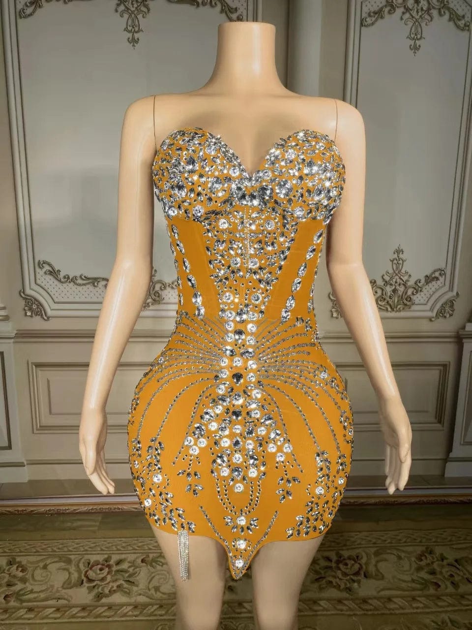 XL / Orange NOVANCE Y2618-C dropshipping productos 2023 black shiny chunky rhinestones  mesh prom dresses for party