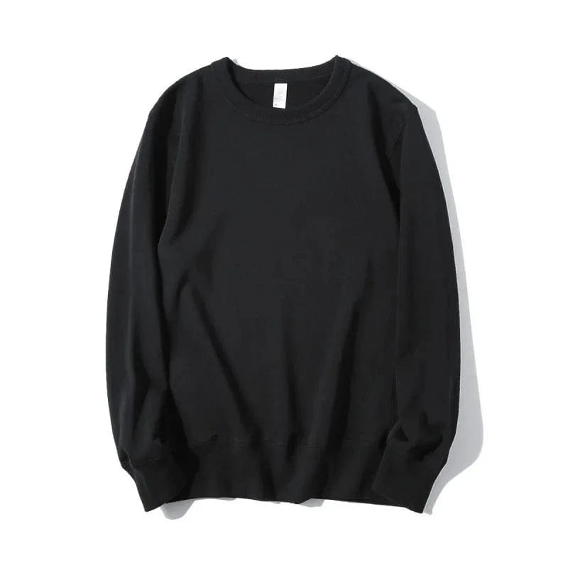 XL / Piano Black 340GSM Earth Tone Crewneck Sweatshirt Long Sleeve Pure Color Pullover Cotton Soft Terry Brown Men Shirt