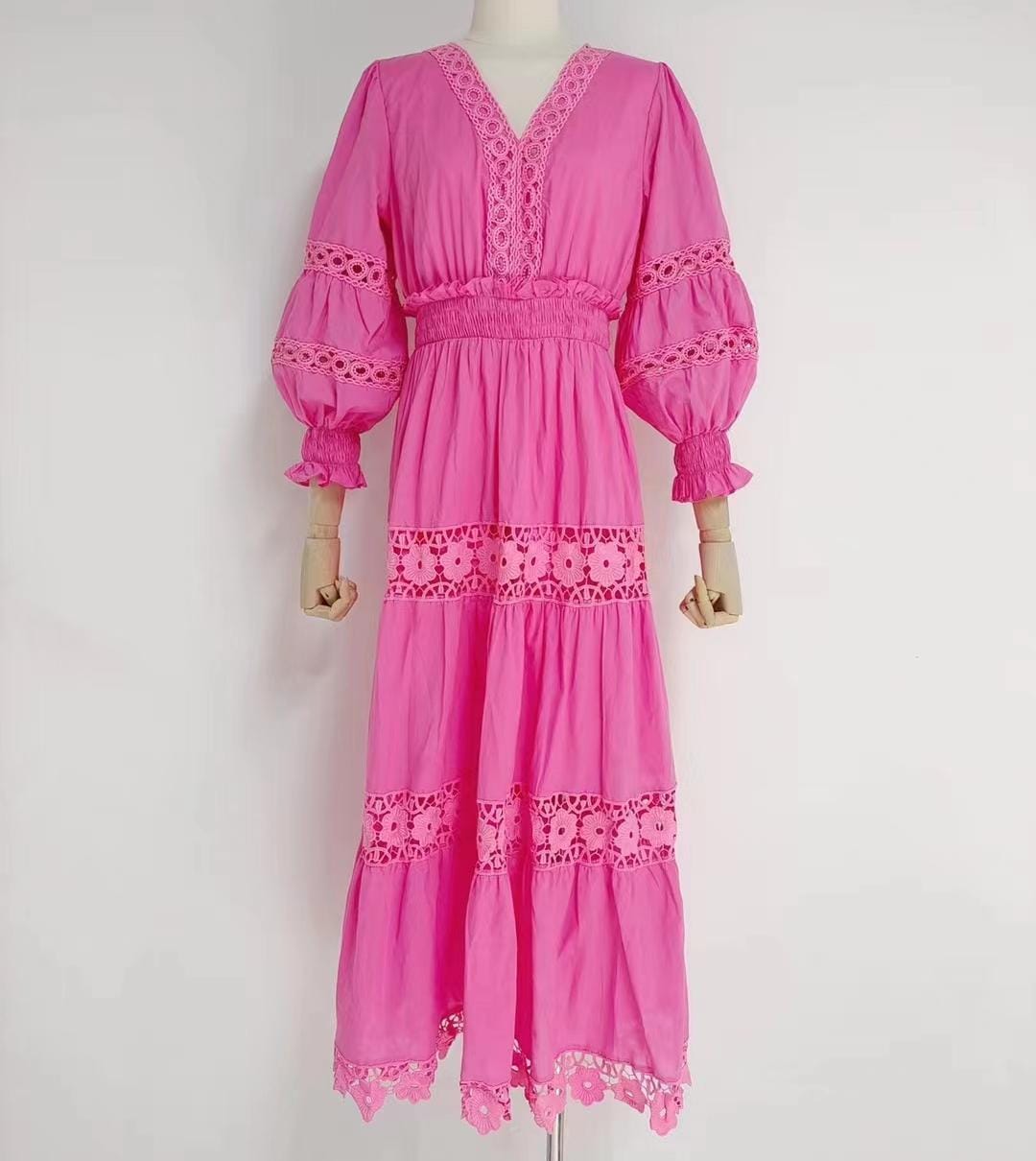 XL / Pink 2022 Fashion New Ropa De Mujer V-neck Skirt Women's Summer Waist Slimming Vacation Beach Dress