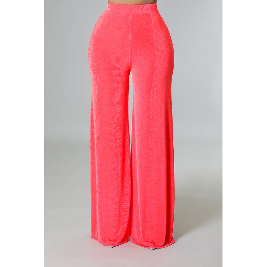XL / Pink OUDINA Women's Velvet Casual Pant Trousers High Stretch Fashion Solid Color Pants Wide Leg Pants Women