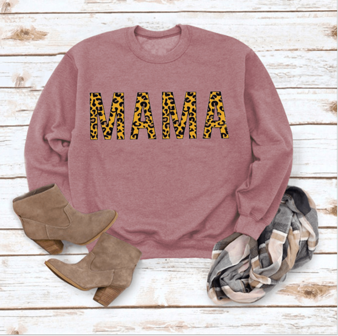 XL / pink1 Mama Sweatshirt Women Cute Leopard Funny Letter Print Mom Blouse Tops Casual Long Sleeve Vacation Shirts Tops