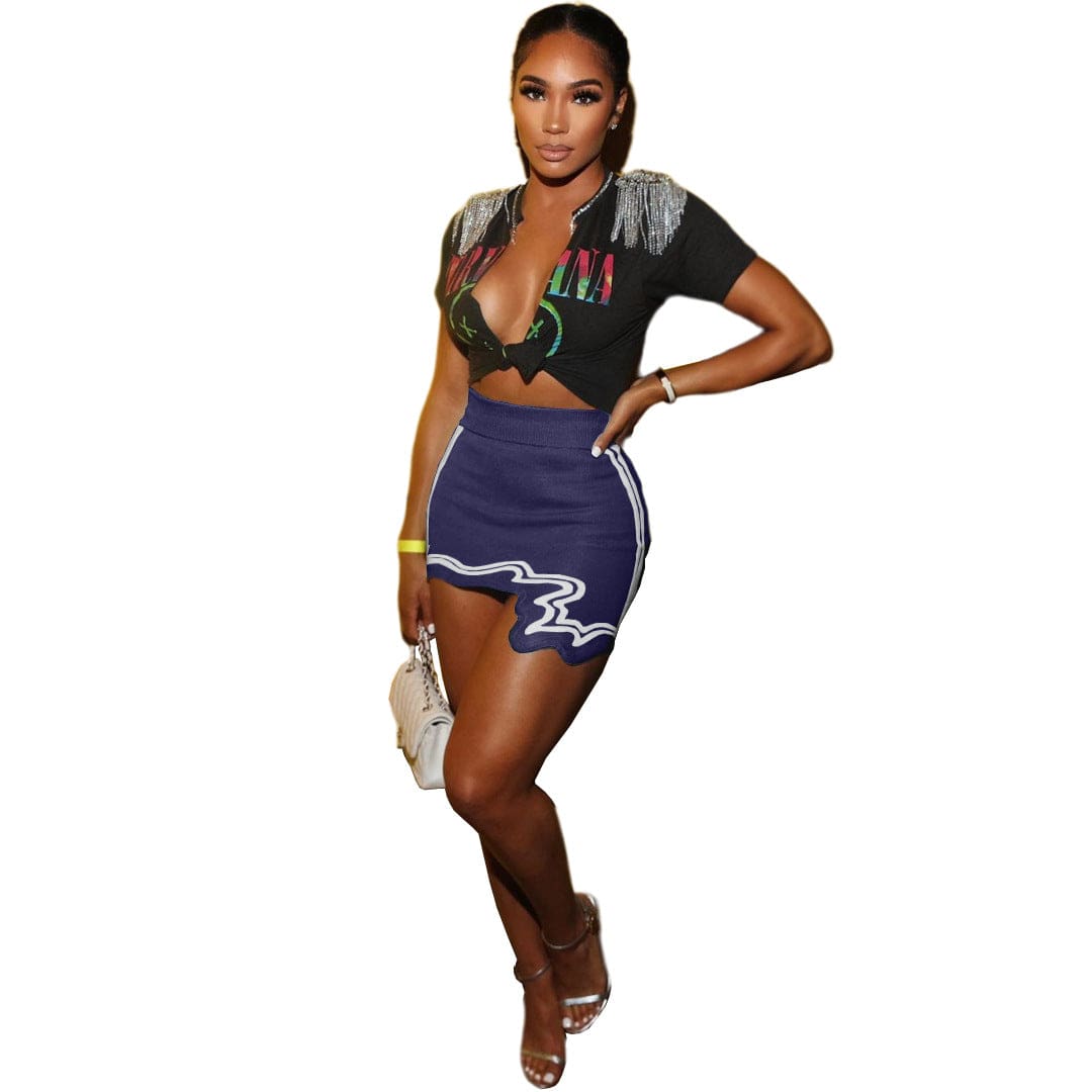 XL / Purple Low Moq American Clothing summer ladies skirts clubwear sexy printing short mini dress skinny plus size womens skirts