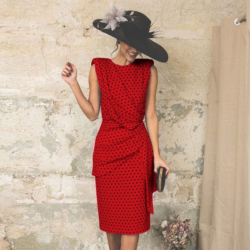 XL / Red Dropshipping New women summer vintage neck midi dresses street style casual women elegantes dress