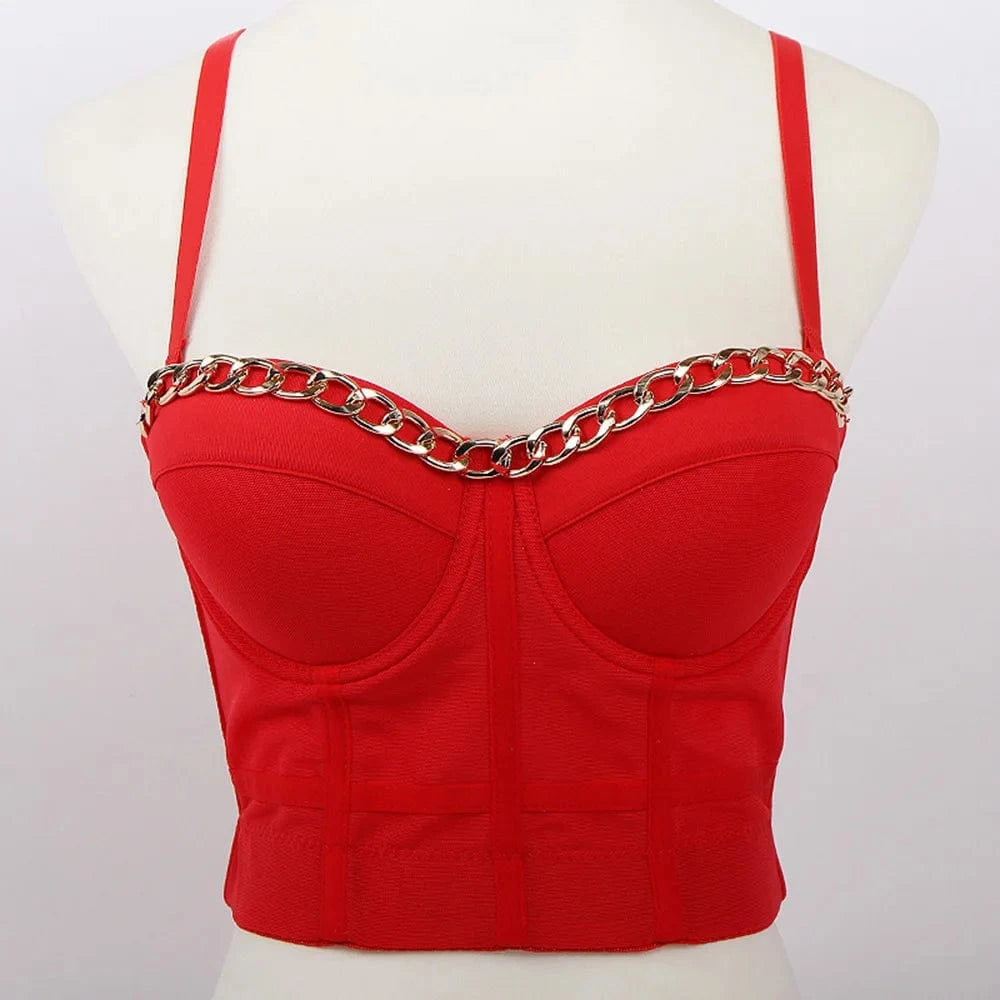 XL / Red Factory wholesale sexy underwear chain bra women's tight top