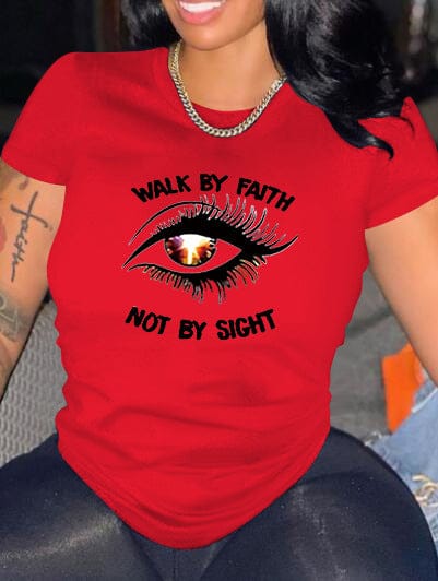 XL / Red Summer Clothes Letter Print Short Sleeve Women's T-shirts Graphic Tees Women