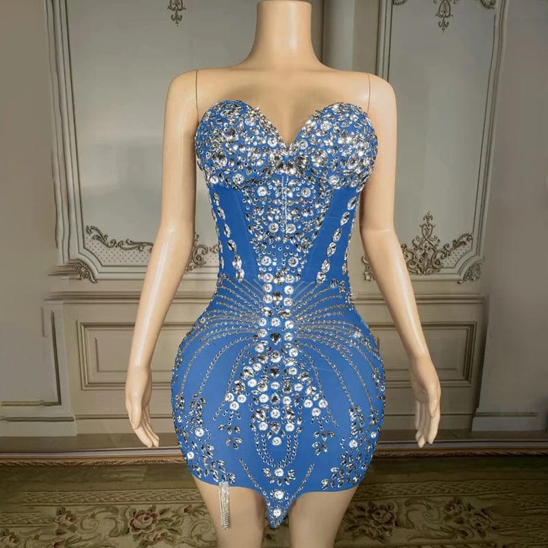 XL / Sky Blue NOVANCE Y2618-C dropshipping productos 2023 black shiny chunky rhinestones  mesh prom dresses for party