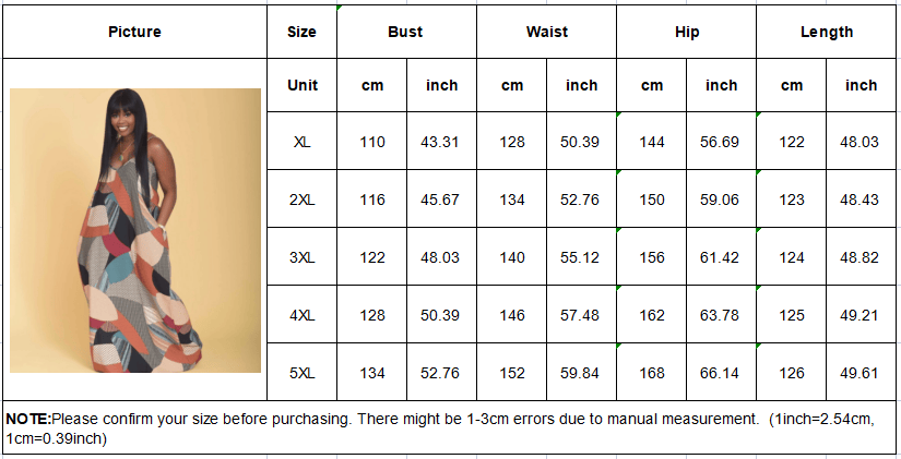 XL to 5XL Summer New Hot Sale Seaside Vacation Loose Casual Print V-Neck Sling Plus Size Dress