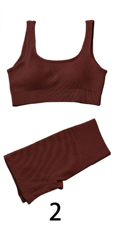 XL / U Bra Short Set Brown New Arrival Tik Tok Seamless Sport Bra Short Set Yoga Wear Fitness Clothing Workout Set Gym Fitness Clothes Active Wear