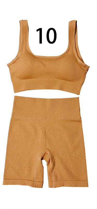 XL / U Bra Short Set Light Coffe New Arrival Tik Tok Seamless Sport Bra Short Set Yoga Wear Fitness Clothing Workout Set Gym Fitness Clothes Active Wear