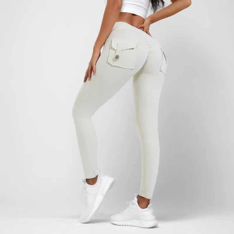 XL / White D1205MX15 Brand New Product Colorful Gym Tight Fitness High Waist Stretch Pocket Yoga Leggings Pants Sehe Fashion