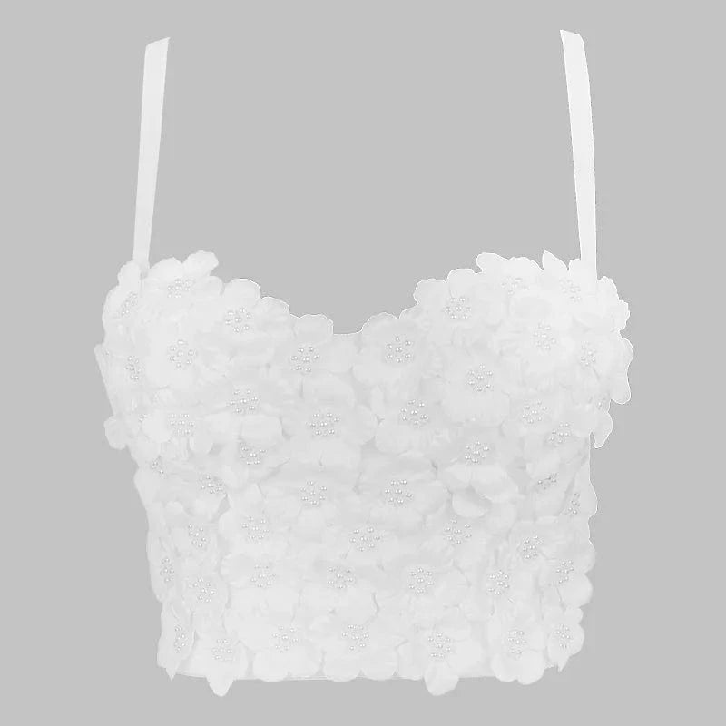 XL / White factory Customized spot wholesale flowers bubble pearl women's tights vest bustier top