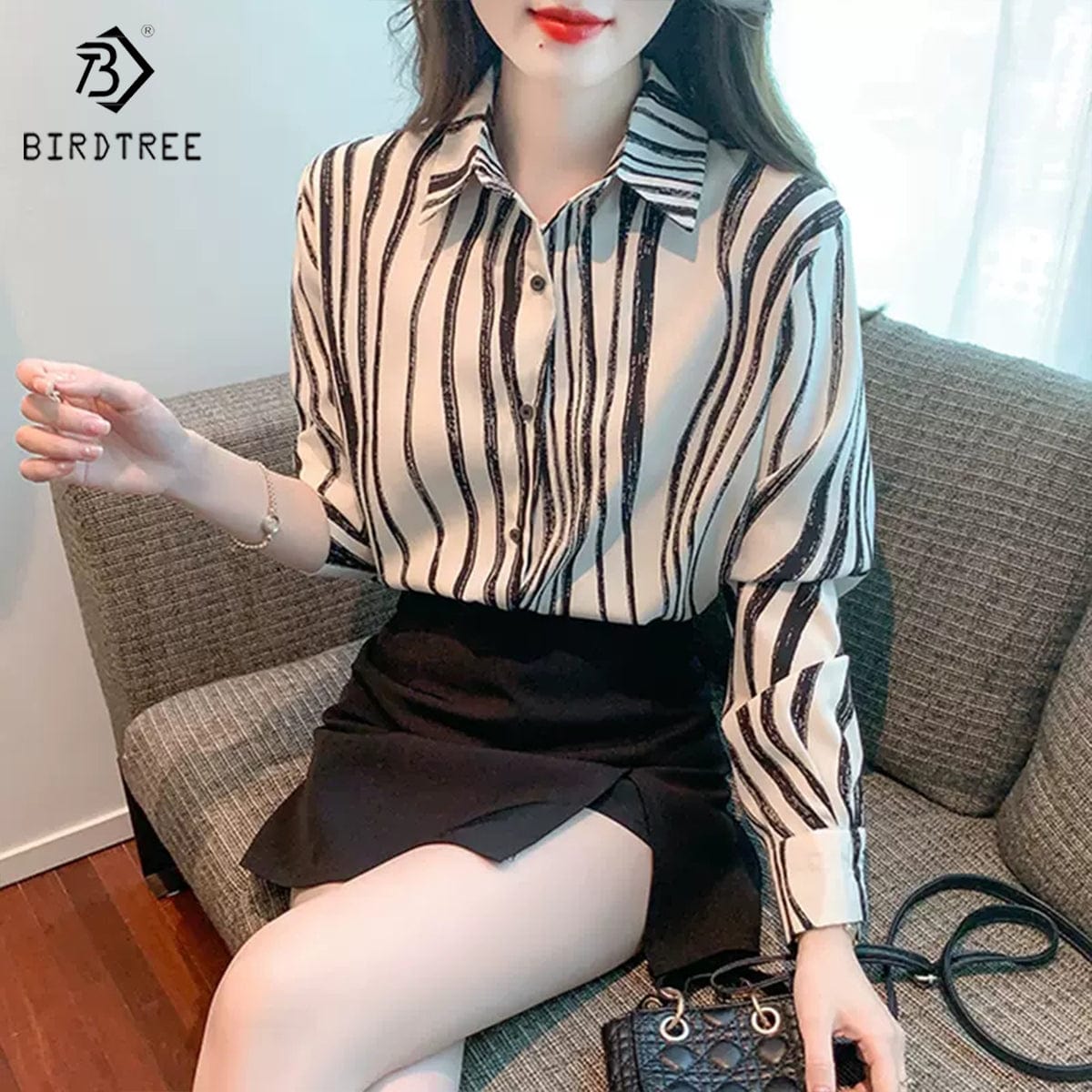 XL / White New Spring Women's Oversize Satin Shirts Spring Solid Colors Tops Workwear Casual Shirt Autumn Wholesale T33401X