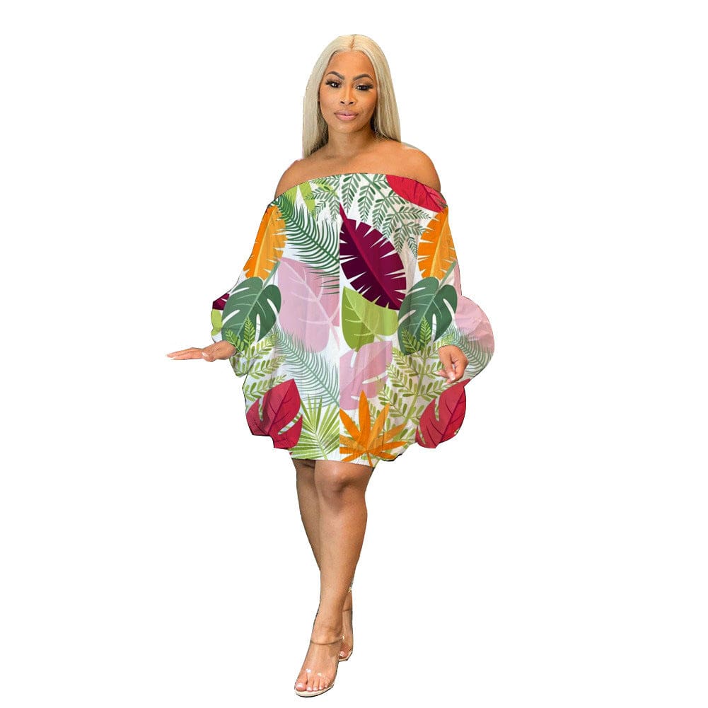 XL / White Sexy Women 2023 Flower Printed Loose Oversize Floral Dress Long Sleeve women dress 2023
