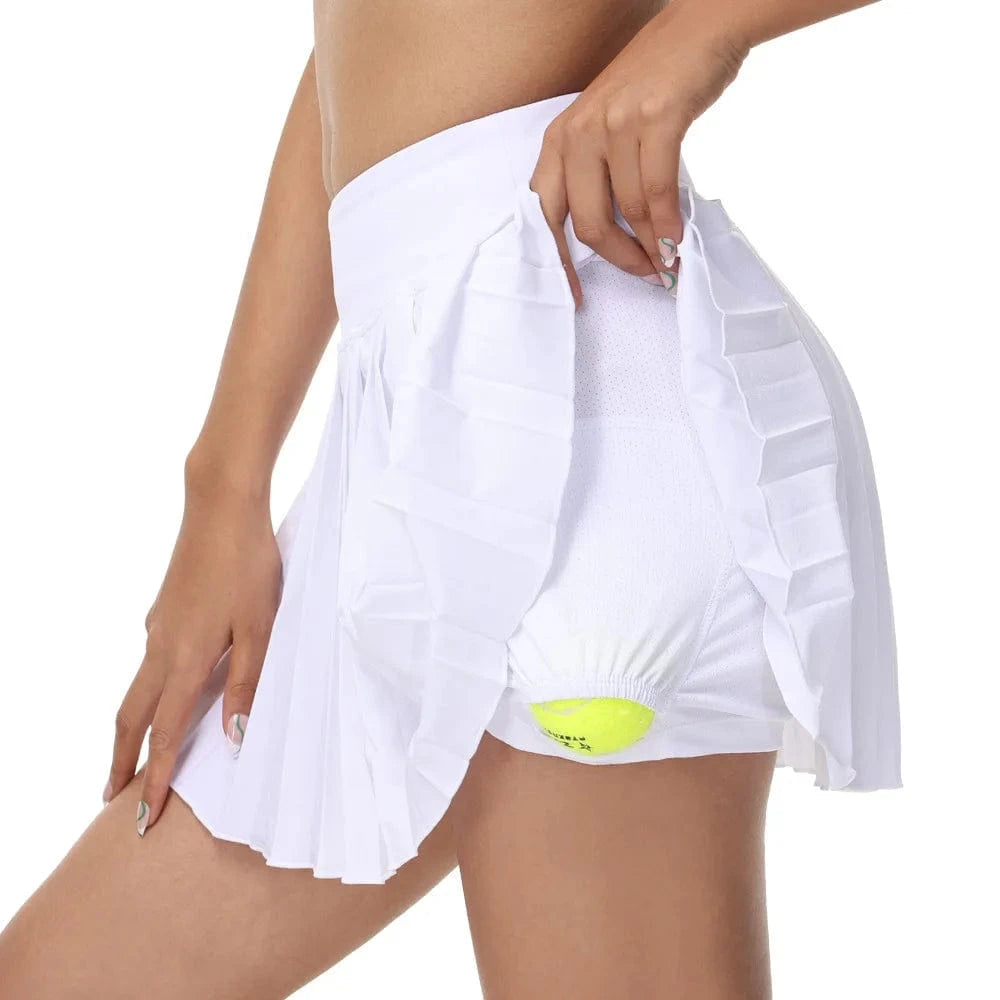 XL / White skrit Custom logo Crop hoodie and pleated short tennis skirts matched sport running wear Tennis wear for women