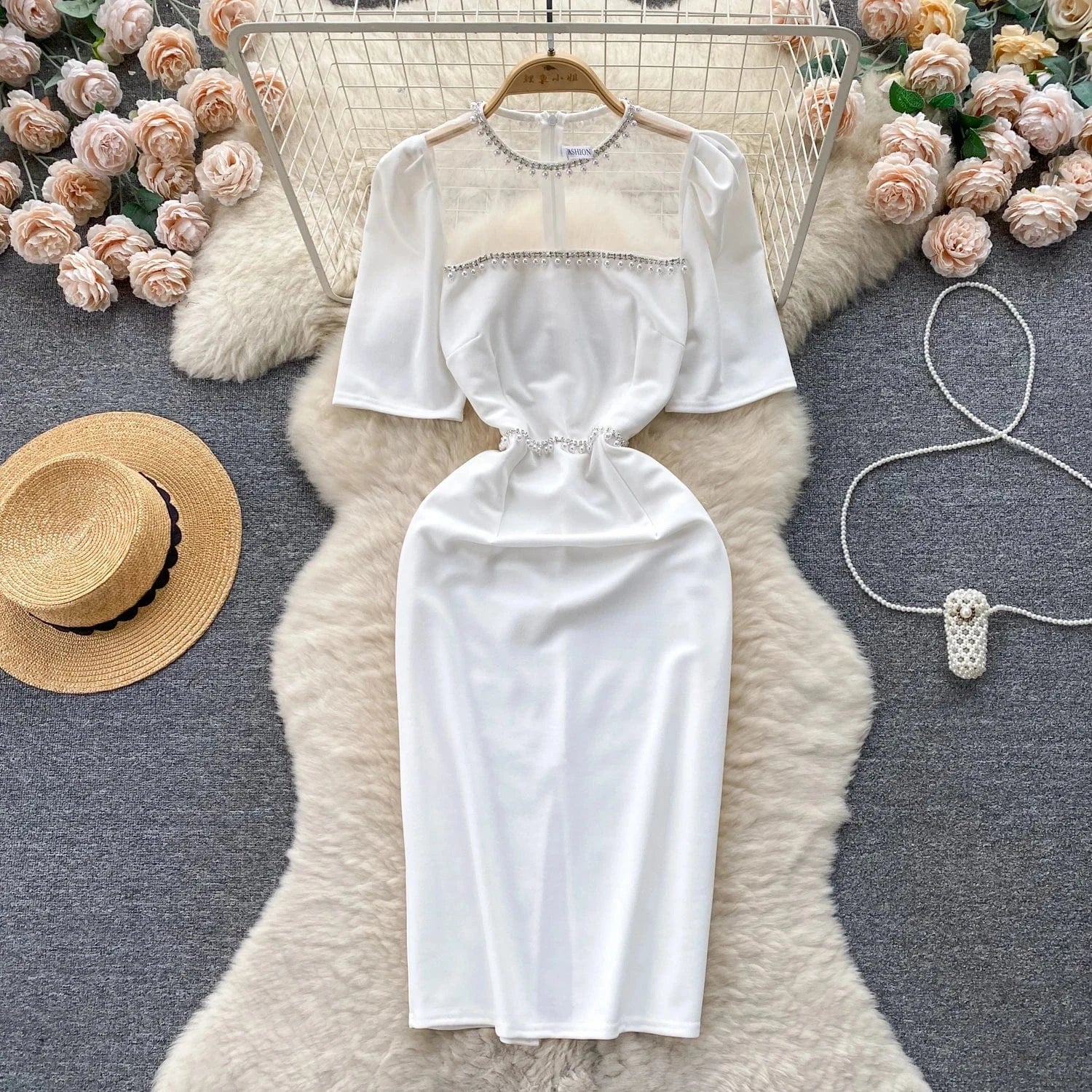 XL / White Summer Fashion Wholesale Short Sleeve Women's Sexy Fit Dress Women's Evening Dress