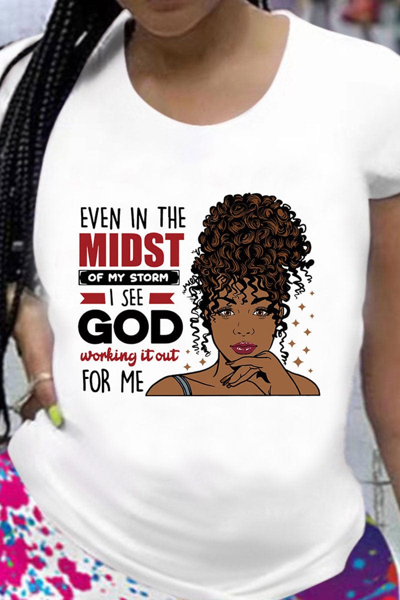 XL / White Z95679 Fashion graphic plain organic Casual women's letter Print plus size t-shirt