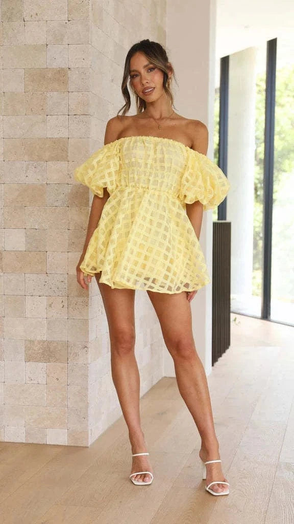 XL / Yellow 2024 Summer Best-Selling Women's  Sexy High Waist Sleeveless Solid Color Fashionable Casual Short Dress