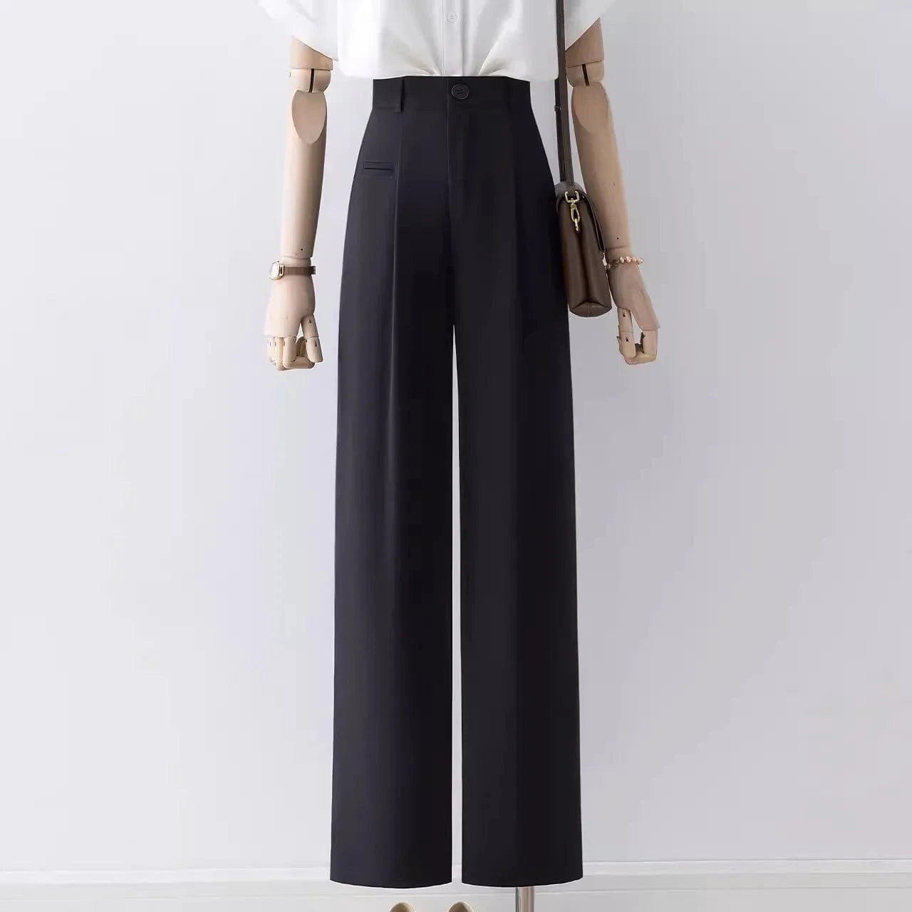 XS-2XL Floor mop wide leg pants High waisted draped small straight leg casual suit pants
