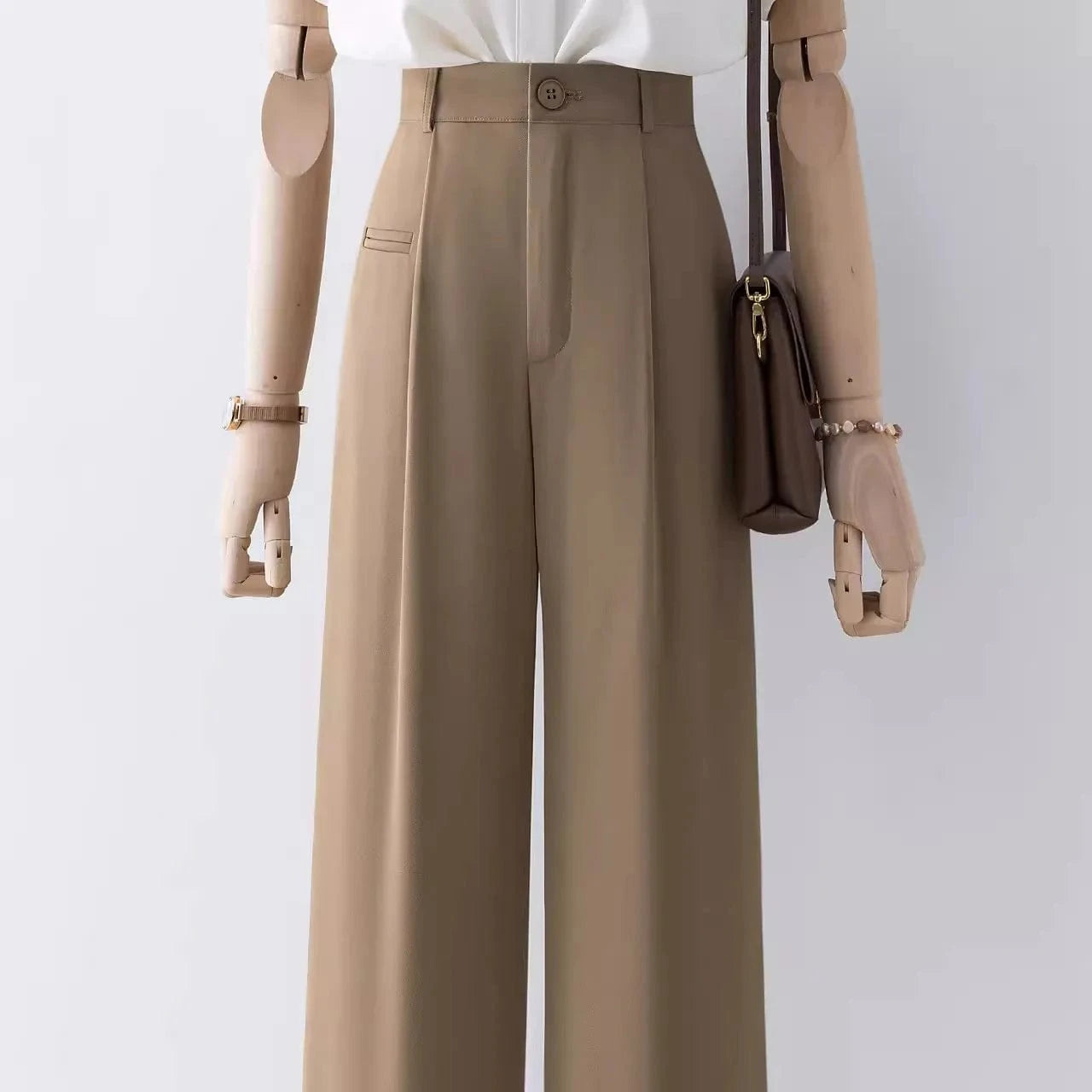 XS-2XL Floor mop wide leg pants High waisted draped small straight leg casual suit pants