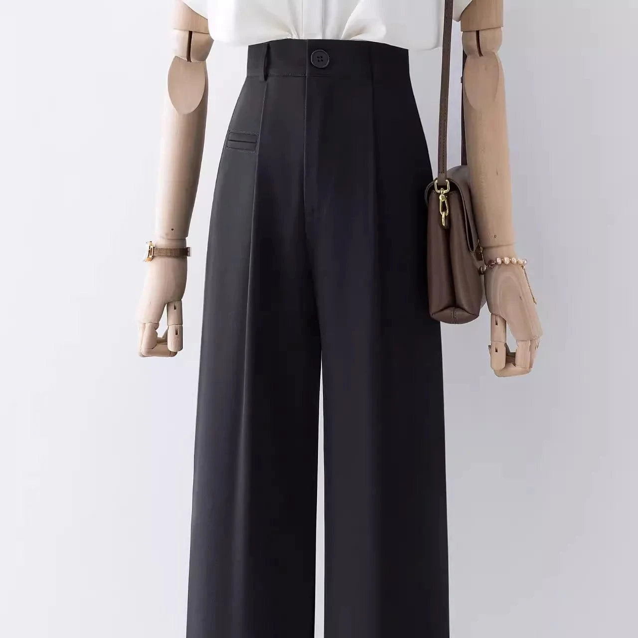 XS-2XL Floor mop wide leg pants High waisted draped small straight leg casual suit pants