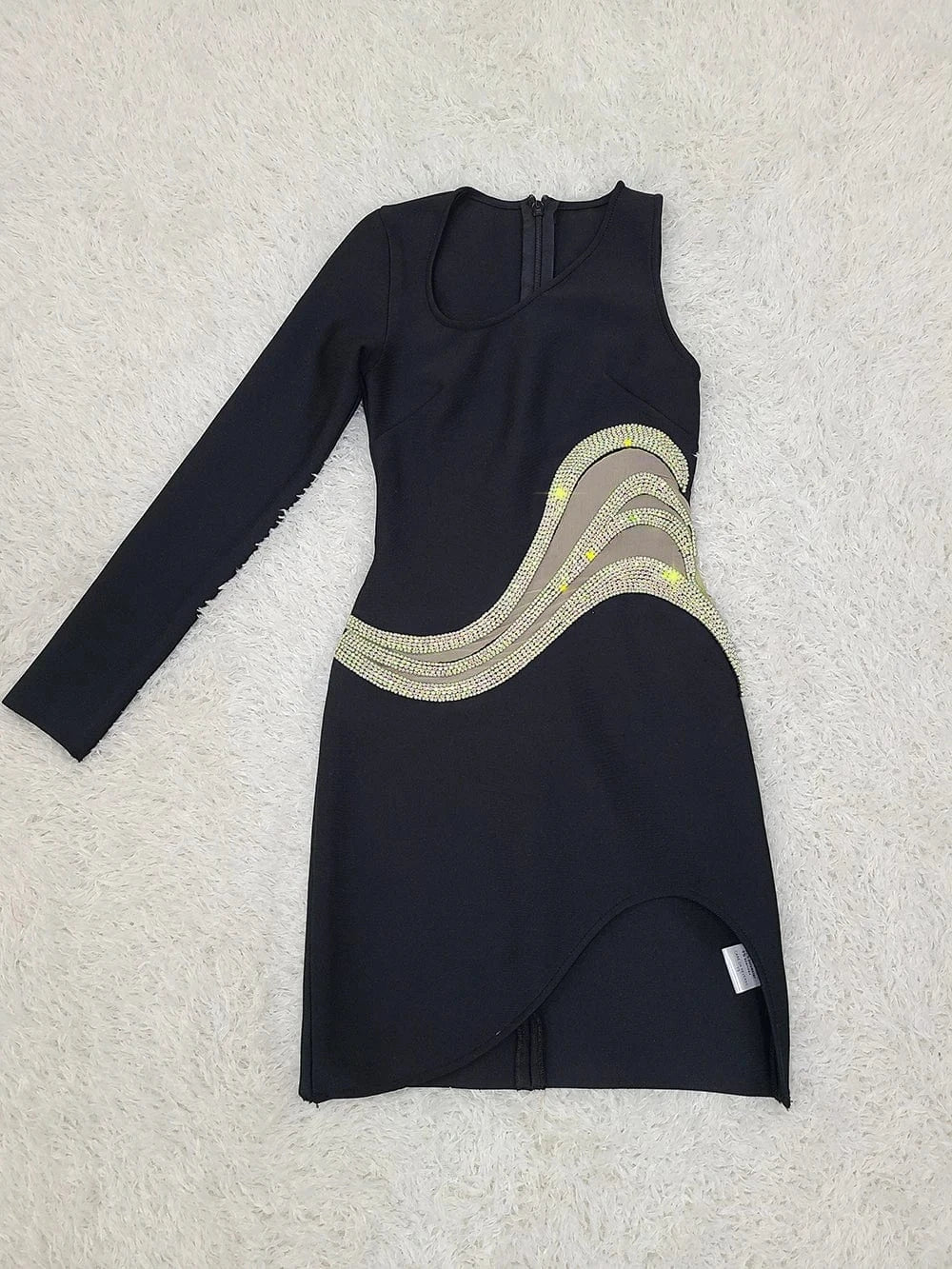 XS / Black Fashion Party Clothing Celebrity Elegant One Sleeve Evening Women Party Dress