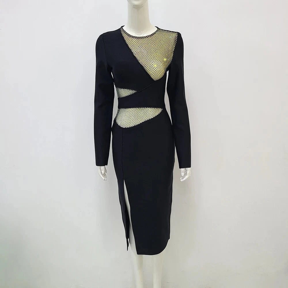 XS / Black New Designer Celebrity Evening Fashion Bodycon Women Sexy Party Dresses