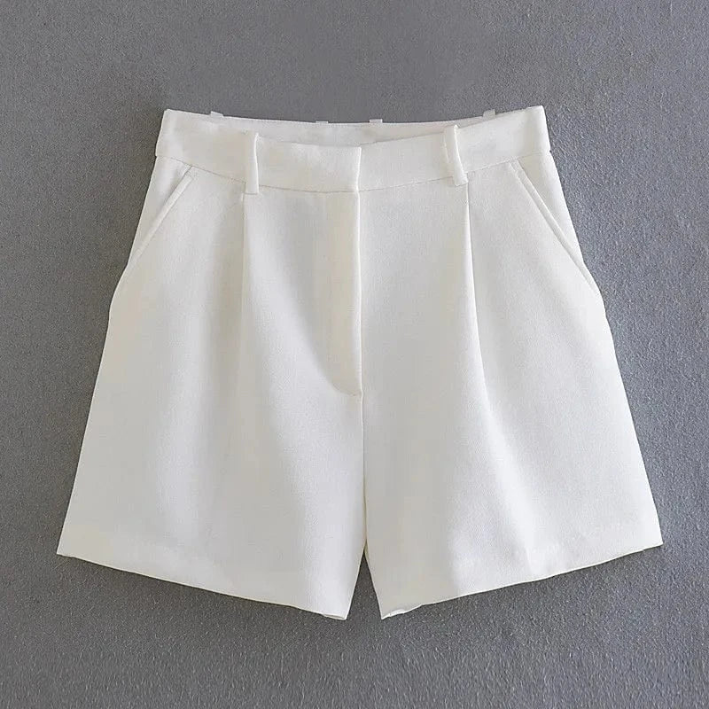 XS-L Summer New Women's Shorts European and American fashion versatile high waisted pleated casual shorts