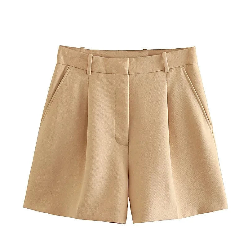XS-L Summer New Women's Shorts European and American fashion versatile high waisted pleated casual shorts