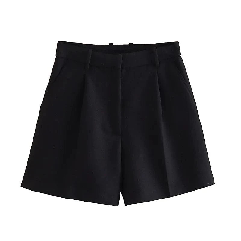 XS-L Summer New Women's Shorts European and American fashion versatile high waisted pleated casual shorts