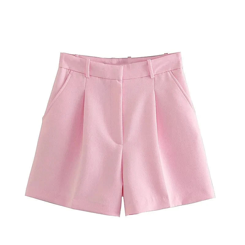 XS-L Summer New Women's Shorts European and American fashion versatile high waisted pleated casual shorts