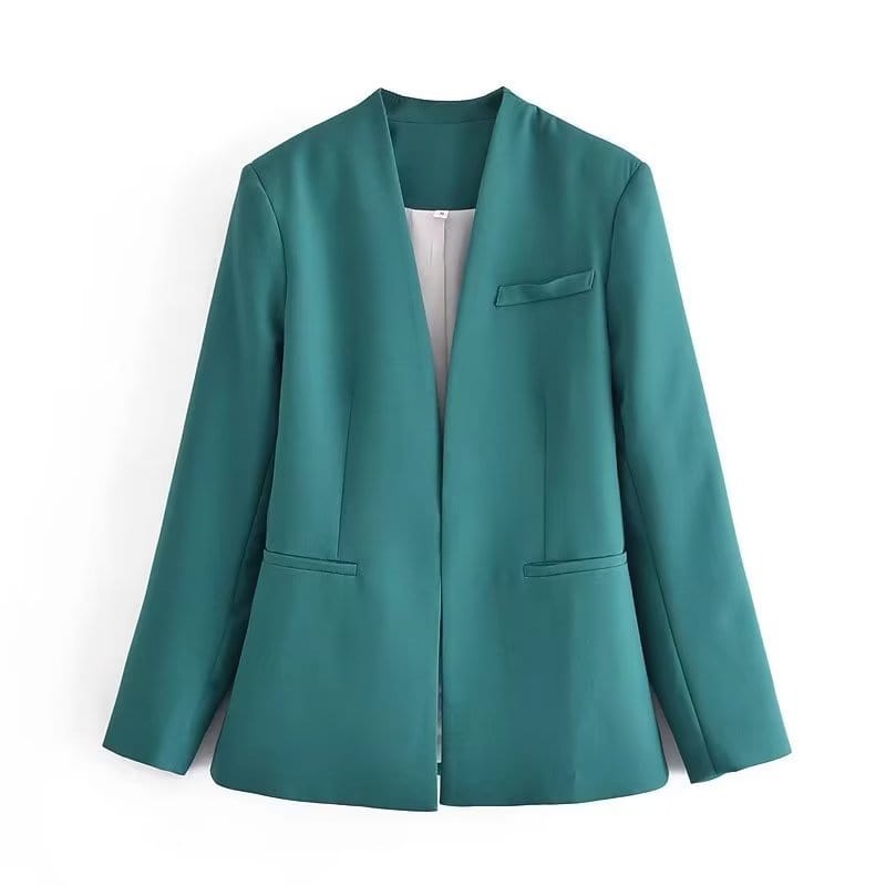 XS / MINT clout Female Office Coats OL Chic Suit Autumn Hooks Closed Pockets Slim Pink Blazers Women 2023 Casual Green Jacket