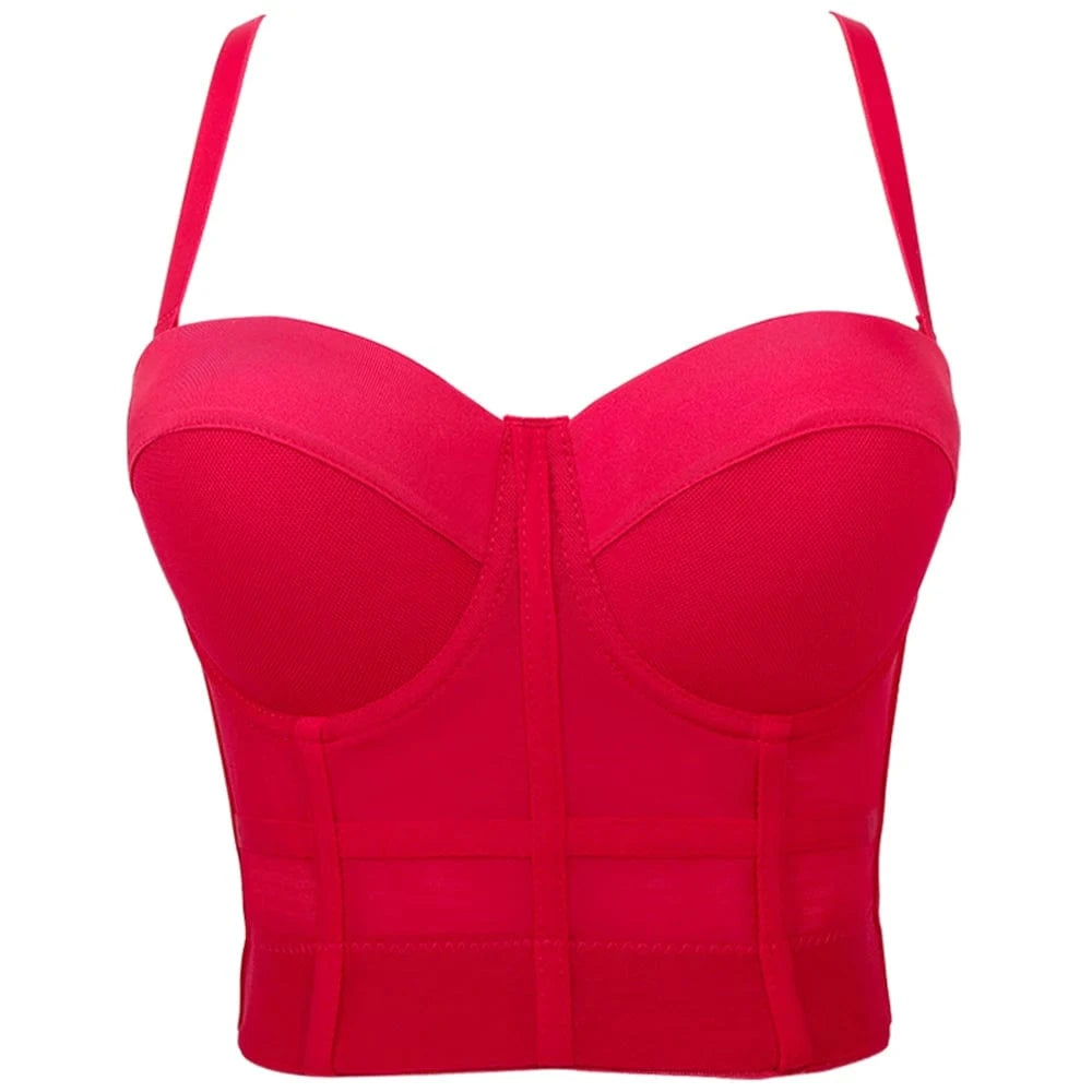 XS / Red Manufacturer spot elastic mesh underwear wear body shaping Yoga Dance corset with chest pad back sling vest