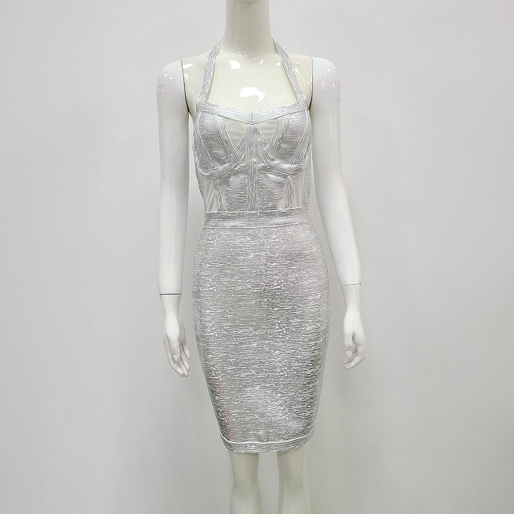 XS / silver Ladies Sleeveless Sexy Rayon Bandage Fashion Cocktail Birthday Celebrity Evening Party Bodycon Dress