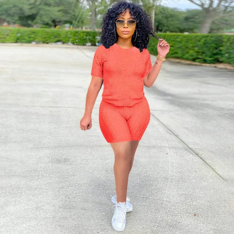 XS XXXL Two Piece Short Suits Woman Clothing Workout Wear Jogging Outfits Tracksuit Summer 2 Piece Sport Set For Women