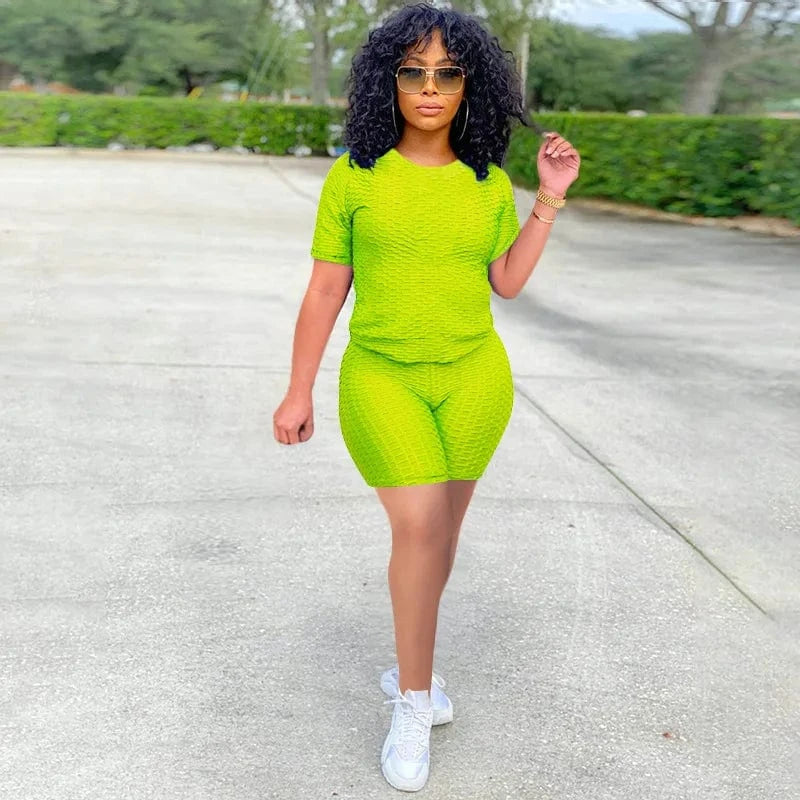 XS XXXL Two Piece Short Suits Woman Clothing Workout Wear Jogging Outfits Tracksuit Summer 2 Piece Sport Set For Women