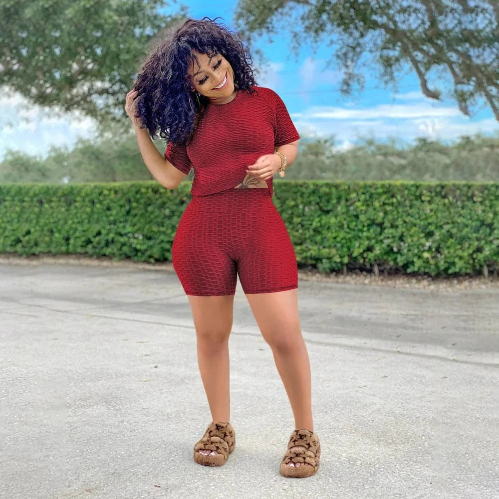 XS XXXL Two Piece Short Suits Woman Clothing Workout Wear Jogging Outfits Tracksuit Summer 2 Piece Sport Set For Women