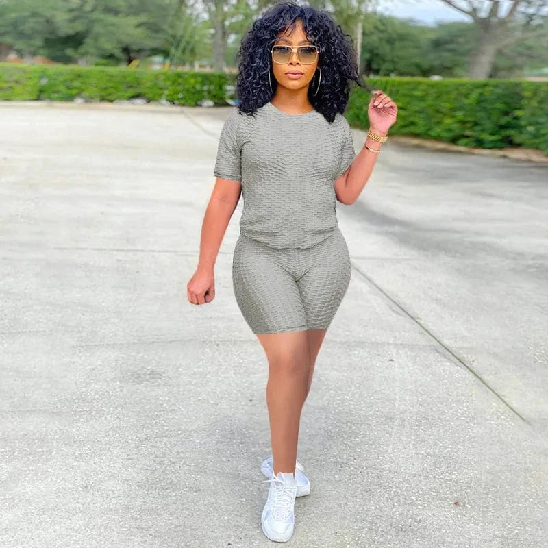 XS XXXL Two Piece Short Suits Woman Clothing Workout Wear Jogging Outfits Tracksuit Summer 2 Piece Sport Set For Women